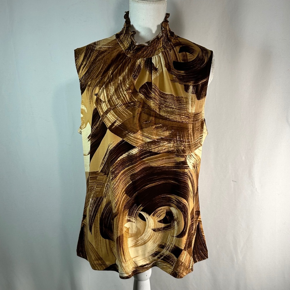 SERENADE New York Sleeveless Mock Neck‎ Abstract Swirl Print Top Women's XL